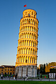 The Leaning Tower of Pisa, the campanile or bell tower of the Duomo or Cathedral of Pisa. Pisa, Italy.