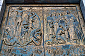 Detail of the gilded bronze Holy Door of the Basilica of St. Paul Outside the Walls, Rome, Italy. The Holy Door is opened only on Jubilee years.