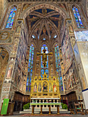 The Chancel Chapel, high altar & main altarpiece in the Basilica of Santa Croce in Florence, Italy.