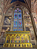 Polyptychon in der Baroncelli-Kapelle, von Giotto di Bondone, in der Basilika Santa Croce, Florenz, Italien. Dargestellt ist die Krönung der Jungfrau Maria, um 1334.