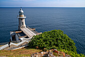 Panoramic aerial view of Santa Catalina lighthouse Santa Katalina in Lekeitio lequeitio, Basque Country, Spain.