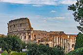 The ancient Roman Colosseum or Flavian Amphitheater in Rome, Italy.