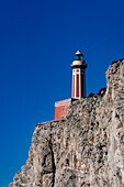 The Punta Carena lighthouse on the southwest tip of the island of Capri, Italy.