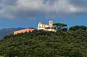 Church of St. Michael Archangel on the Hill of St. Alfonso with Mt. Vesuvius behind. Torre el Greco, Italy.