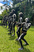 The Skeleton Men from the Omo Bugamo tribe of Papua New Guinea paint their bodies with black and white paint emulating the human skeleton, Chimbu Province, Papua New Guinea