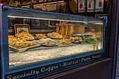 A pasta display at a restaurant on Via San Giovanni in the medieval city of San Gimignano, Italy.