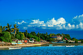 Ermita village boats and local houses near the beach Sipaway Island, San Carlos City, Negros Occidental, Philippines