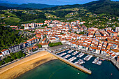 Old town of Lekeitio and Santa Maria de la Asuncion Church in the province of Biscay Basque Country Northern Spain Euskadi Euskalerria