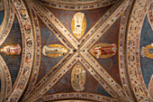 Frescoes of female saints on the ceiling of the Orsanmichele Church in Florence, Italy.