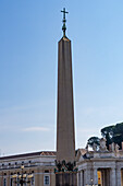 The Vatican Obelisk in the center of St. Peter's Square in Vatican City in Rome, Italy, brought from Egypt in 40 A.D.