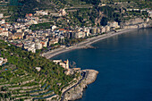 The town of Maiori on the Amalfi Coast as seen from Ravello, Italy.