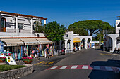 A shopping street in the tourist area of Anacapri on the island of Capri, Italy.