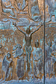 Detail of the gilded bronze Holy Door of the Basilica of St. Paul Outside the Walls, Rome, Italy. The Holy Door is opened only on Jubilee years.