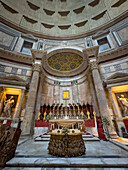 The High Altar in the Fourth Chapel of the Pantheon in Rome, Italy. Commissioned by Pope Clement XI (1700-1721). Designed by Alessandro Specchi.