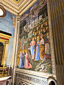 Fresco of angels in adoration in the apse of the Magi Chapel in the Palazzo Medici Riccardi in Florence, Italy. Painted by Benozzo Gozzoli.