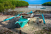 Local people and fisher boats in sipaway Island, San Carlos City, Negros Occidental, Philippines