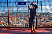 Getxo views from Vizcaya Bridge, a transporter bridge that links the towns of Portugalete and Getxo, Bilbao province, Basque Country, Euskadi, Spain.