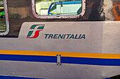 A Trenitalia Pop regional passenger train at the station in La Spezia, Italy. The Pop is a Coradia Stream built by Alstom.