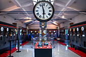 Railway clocks colection, The Basque Railway Museum, located in the garages and workshops of the former Urola railway in Azpeitia, Gipuzkoa, Euskadi, Basque country, Spain.