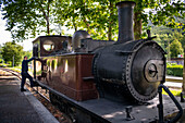 Azpeitia old steam train car in the Basque Railway Museum one of the most important of its kind in Europe. Railway history of Euskadi in Azpeitia, Gipuzkoa, Euskadi, Basque country, Spain.