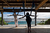 Maldives aero yoga class in the Six Senses Laamu maldives luxury resort villas, Laamu Atoll region Maldives