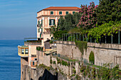 The Grand Hotel Excelsior VIttoria overlooking the Bay of Naples and Tyrrhenian Sea in Sorrento, Italy.