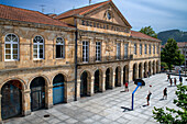 Public school in the old Town of Guernica. Guernica was bombed by Nazi Germany's Luftwaffe. The attack inspired Pablo Picasso's painting Guernica, depicting his outrage at the attack, Gernika Lumo, province of Biscay, Pais Vasco, Basque country, Spain