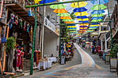 Calle de las sombrillas San Juan la Laguna, Lake Atitlan, Guatemala