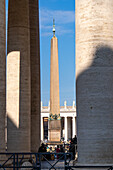 The Vatican Obelisk in the center of St. Peter's Square in Vatican City in Rome, Italy, brought from Egypt in 40 A.D.