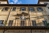 Detail of the exterior of the Palazzo Medici Riccardi facing the gardens. Florence, Italy.