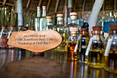 Alchemy bar healthy drinks in the spa of the Six Senses Laamu maldives luxury resort villas, Laamu Atoll region Maldives