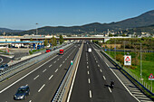 View of the Autostrada del Sole or Autostrada A1 in Florence, Italy.