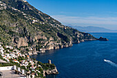 Two Saracen towers on the Amalfi Coast at Praiano & Conca dei Marini, Italy.