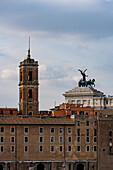 Palazzo Senatorio and statue of the WInged Victory atop the Victor Emmanuel II Monument in Rome, Italy.