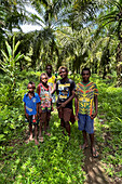 Portrait of a group of inhabitants of Talasea forest in Willaumez Peninsula, New Britain, Papua New Guinea