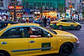 Taxis in evening rush hour traffic, Quraysh Street, Al Rjoum, Amman, Jordan, Middle East