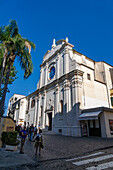 The facade of the Church of San Francesco di'Assisi in the historic center of Sorrento, Italy.