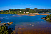 Aerial view of Gernika estuary, Urdaibai Biosphere Reserve, Sukarrieta, Biscay, Basque Country, Euskadi, Euskal Herria, Spain, Europe.