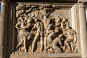 Bas relief on the monument to Giovanni delle Bande Nere in the Piazza San Lorenzo in Florence, Italy. Giovanni was the father of Cosimo I de' Medici.