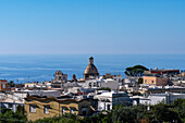 Overlooking the town of Anacapri and the dome of the Church of Santa Sofia on the island of Capri, Italy.