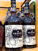 Supermarktregal, Flasche The Kraken Rum