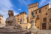 Statue of Juan Bravo, Plaza Medina del Campo, Old Town,UNESCO,  Segovia, Castile and Leon, Spain