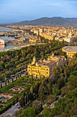 Aerial view, City Hall, Malaga, Andalusia, Spain