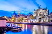 The Binnen Spaarne canal, Haarlem, North Holland, Netherlands, Europe