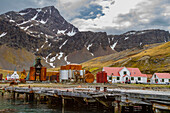 Ansichten der alten Walfangstation in Grytviken auf Südgeorgien im Südatlantik