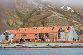 Views of the abandoned whaling station at Stromness Harbor on South Georgia Island, Southern Ocean