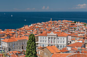 Old town and Tartini Square, Piran, Promorska, Istria, Slovenia