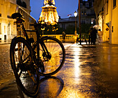 Streets of Paris on rainy night, Paris, France