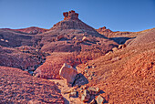 An island of rock in an unnamed canyon that leads to Dead Wash in Petrified Forest National Park, Arizona, United States of America