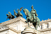 Reiterstandbild von Viktor Emanuel II, Monumento Nazionale a Vittorio Emanuele II (Vittoriano) (Altare della Patria), Piazza Venezia , Rom, Latium, Italien